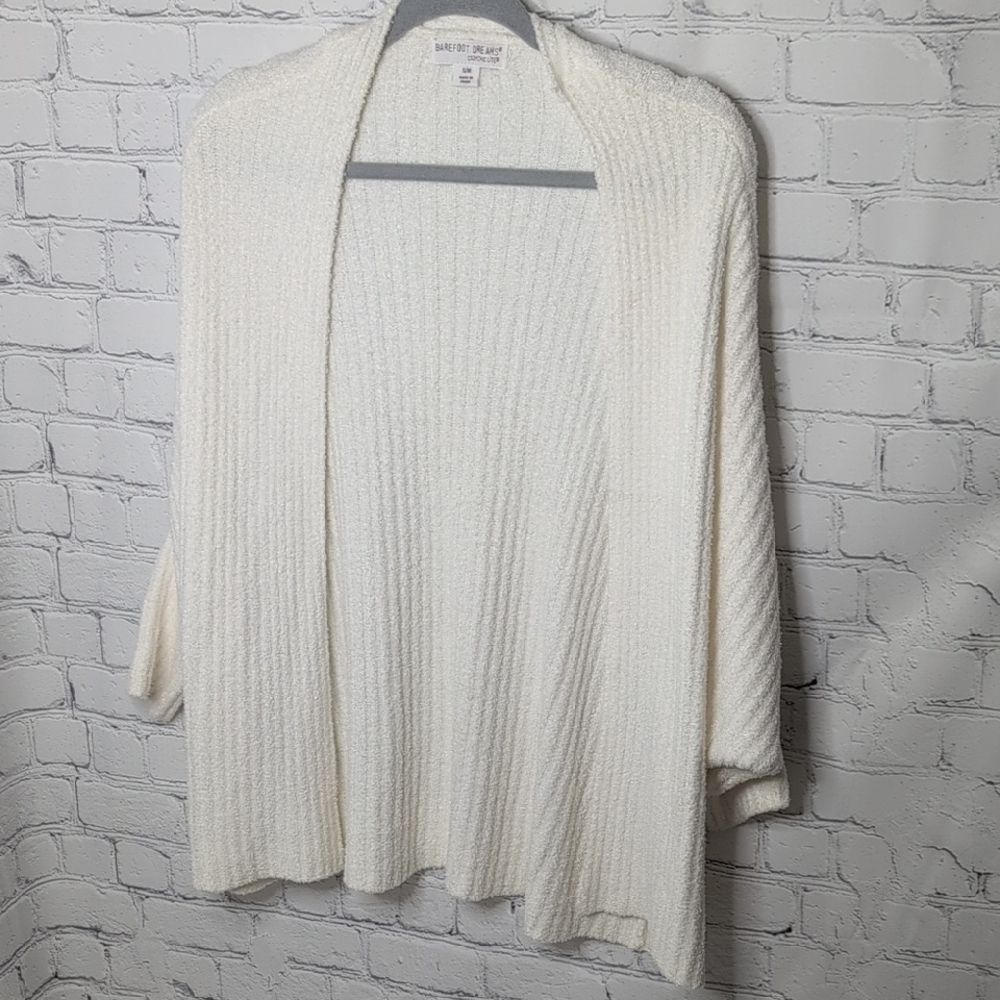 Barefoot Dreams Cozy Chic Light Cream Open-Front Cardigan